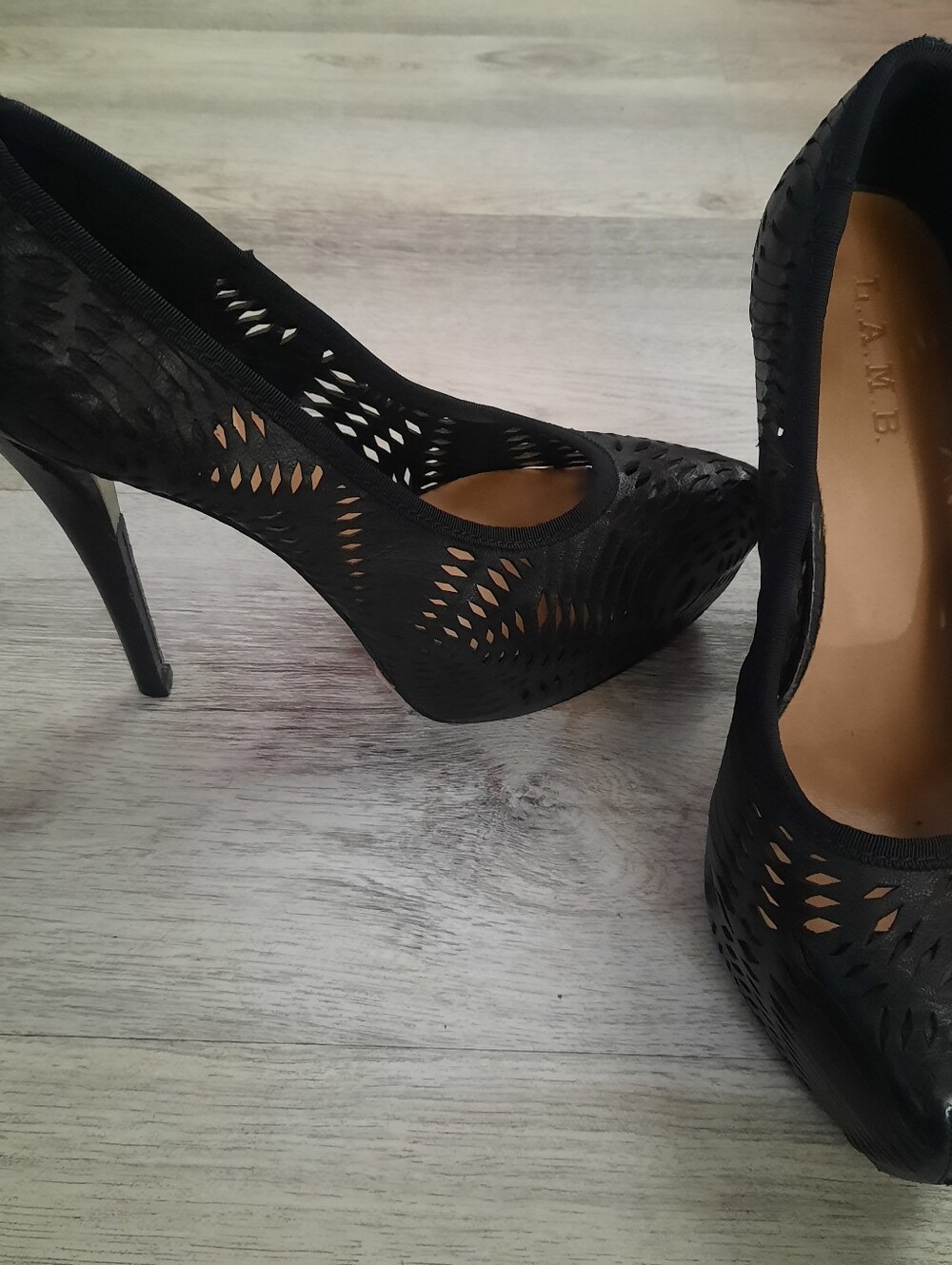 L.A.M.B. Black Cut Out High Heel Pumps